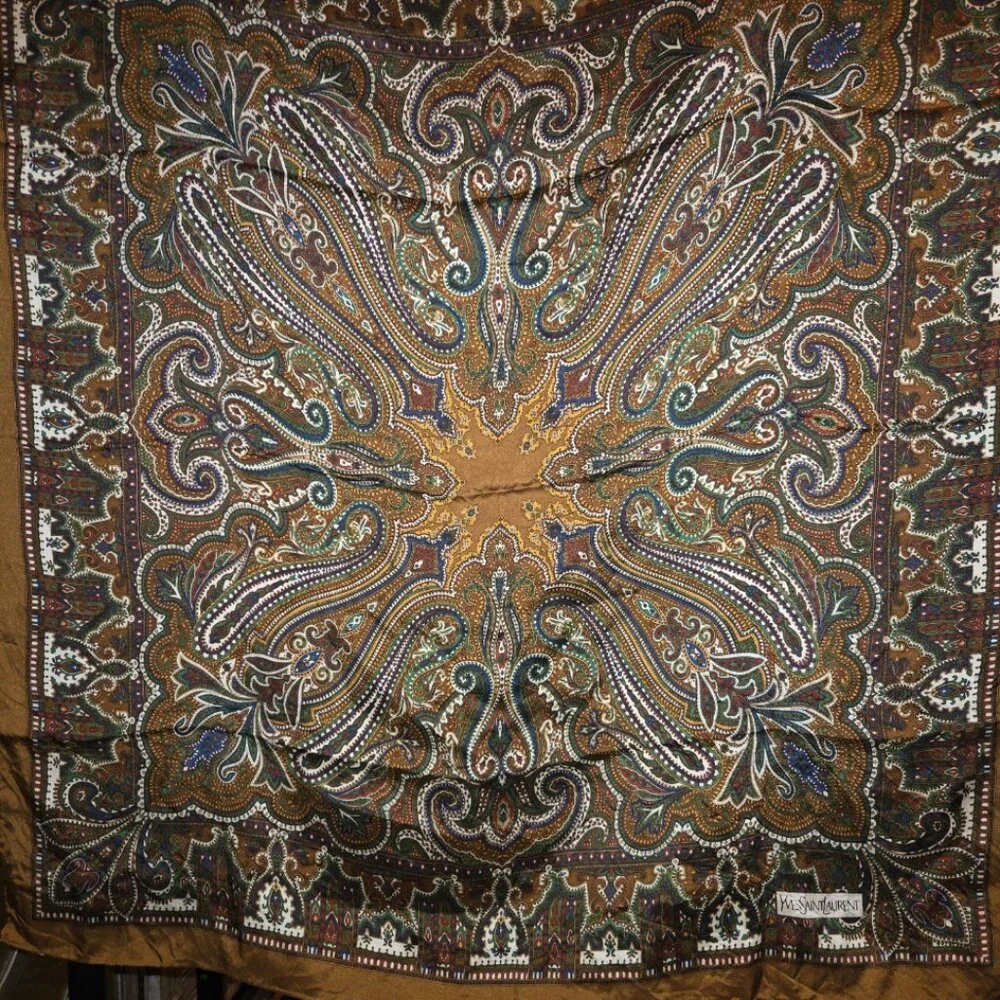 EUC Authentic YSL Paisley Print Silk Scarf
